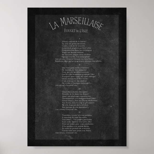 Póster La marseillaise - Paroles (Frente)