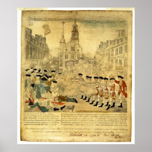 Póster La masacre de Boston de Paul Revere (Frente)