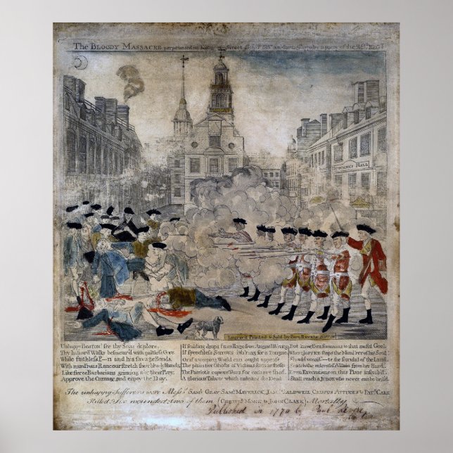 Póster La masacre de Boston de Paul Revere 1770 (Frente)