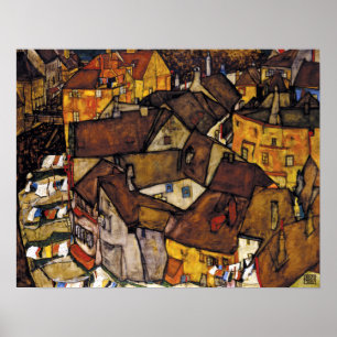 Póster La media luna de las casas de Egon Schiele Krumau