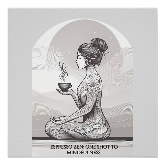 Póster La meditación de Espresso Zen, un Buda caliente (Anverso)