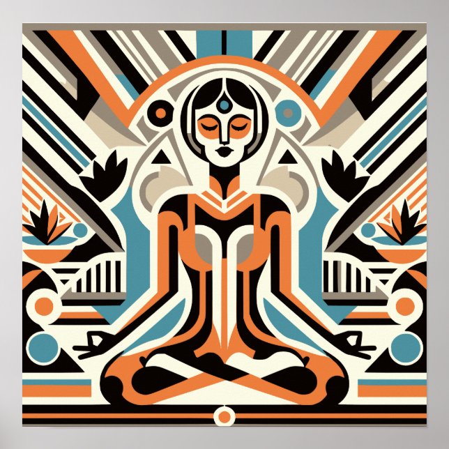 Póster La meditación del yoga femenino y el entrenamiento (Frente)