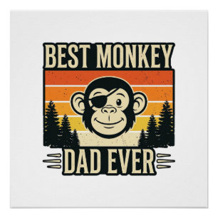 Póster La Mejor Camiseta de Padre Mono Vintage de Todos l