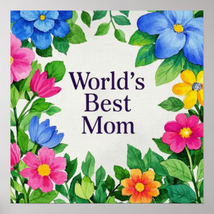 Póster La mejor mamá del mundo de las flores florales