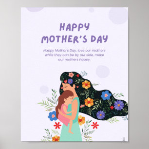 Póster La mejor tarjeta de vacaciones Blue Happy Mothers 