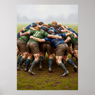 PÓSTER LA MÊLÉE AU RUGBY