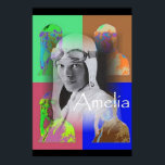 Póster La melia del Pop-Art<br><div class="desc">Recuerdo cuando Amelia Earhart desapareció en 1937. El mundo parecía bastante silencioso. Aquí está en sus gafas con pequeñas imágenes de arte pop para hacer que la poster se desmorone. Espunky como Amelia</div>