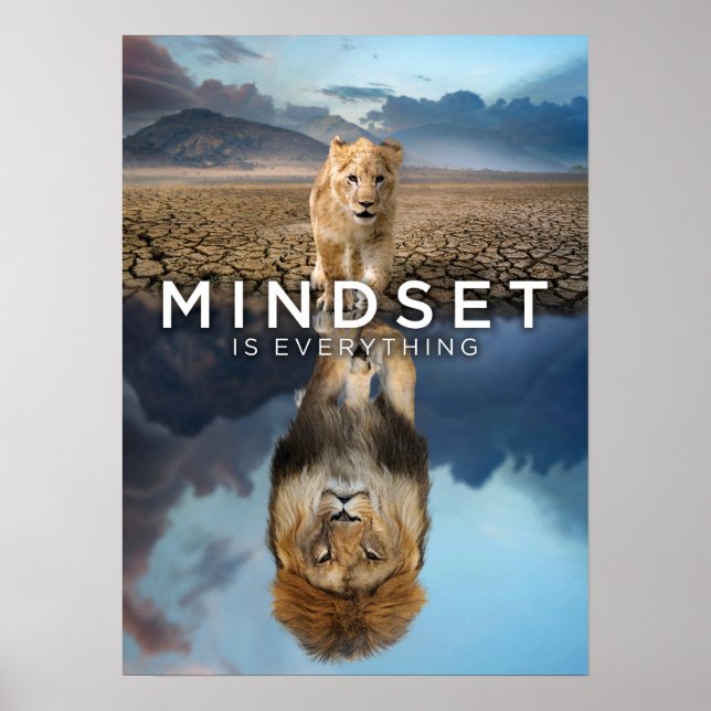 Póster La Mentalidad Es Todo - Reflexión De Leones (Frente)