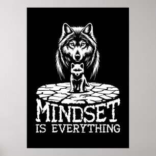 Póster La Mentalidad Lo Es Todo, Lobo - Gimnasio, Hustle,