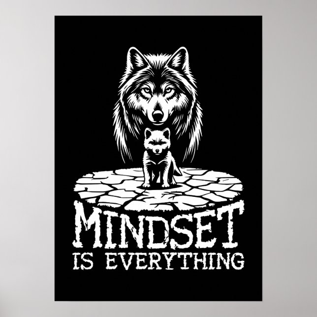 Póster La Mentalidad Lo Es Todo, Lobo - Gimnasio, Hustle, (Frente)