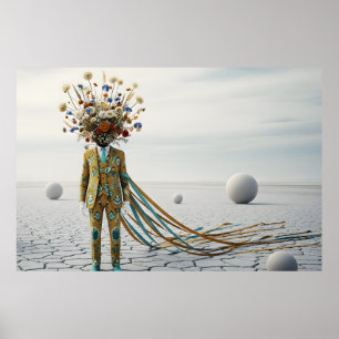 Póster La Mente en Flor: Odisea Surrealista del Desierto