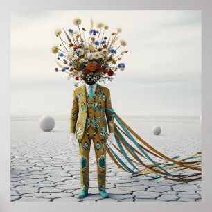 Póster La Mente en Flor: Odisea Surrealista Floral del De