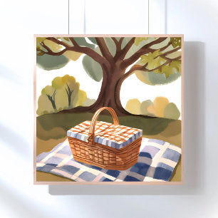 Póster La merienda campestre   Acuarela de mimbre a rayas