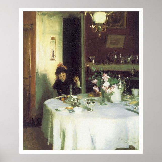 Póster La mesa del desayuno, 1884 John Singer Sargent (Frente)