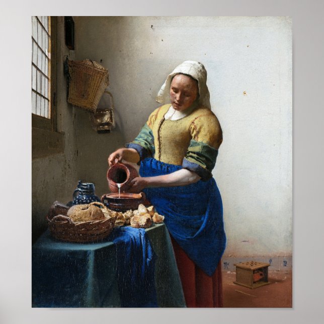 Póster La Milkmaid, Johannes Vermeer, 1657-1658 (Frente)