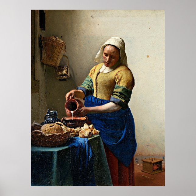 Póster La Milkmaid, la pintura popular, (Frente)