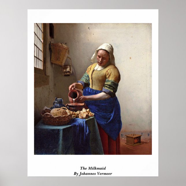 Póster La Milkmaid. Por Johannes Vermeer (Frente)