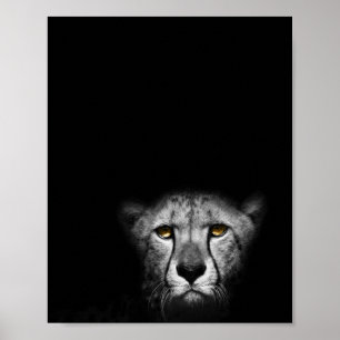 Póster La mirada, el leopardo, la fotografía en blanco y