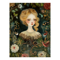 La misteriosa doncella acuarela