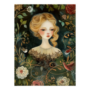 Póster La misteriosa doncella acuarela