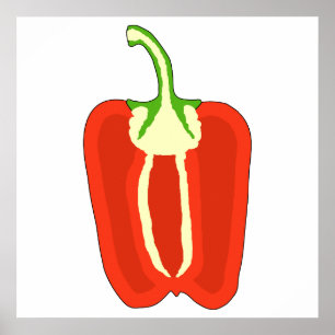 Póster La mitad de Pepper Bell Rojo. Capsicum.