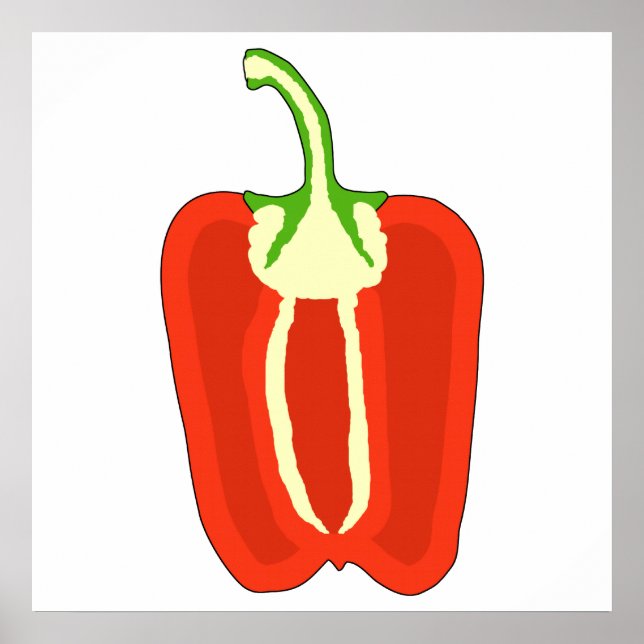 Póster La mitad de Pepper Bell Rojo. Capsicum. (Frente)