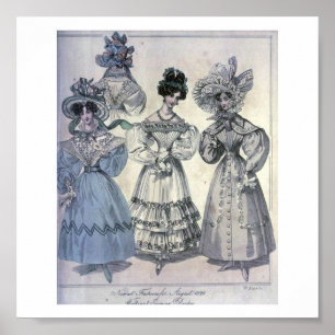 Póster La moda 1800's de la vintage mujer