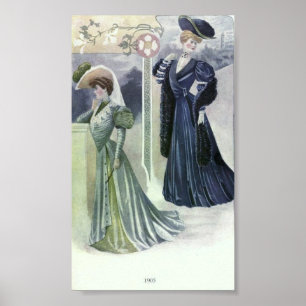 Póster La moda 1900's de la vintage mujer