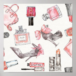 Póster La moda acentúa la moda de la acuarela del  