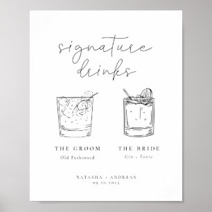 Póster La Moda contemporánea Minimalista de las bebidas p