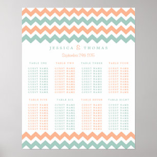 Póster La moderna colección de Bodas Chevron Peach & Mint