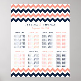 Póster La moderna colección de Bodas Chevron - rosa y mar