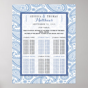 Póster La moderna colección de Bodas Paisley - Azul