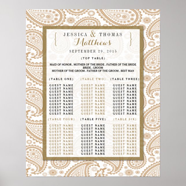 Póster La moderna colección de Bodas Paisley - Marrón (Frente)