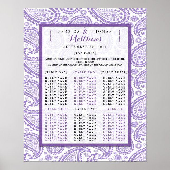 Póster La moderna colección de Bodas Paisley - Púrpura (Frente)