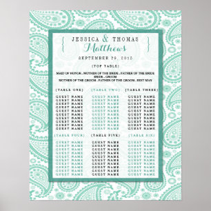 Póster La moderna colección de Bodas Paisley - Verde