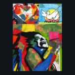 Póster La moderna colorida acuarela del cantante pop palo<br><div class="desc">Acuarela colorida moderna Corazón cantante pop y Poster de pintura artística de paloma.</div>