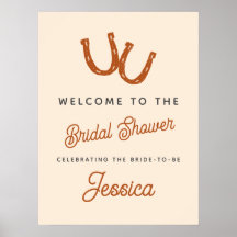 La moderna Naranja Cowgirl Horseshoe Bridal Shower