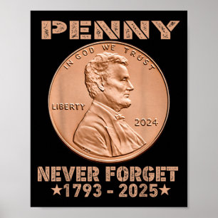 Póster La moneda de 1 céntimo retro 2025 _1 es graciosa y