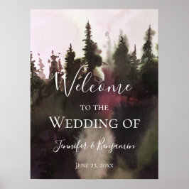 Póster La montaña alpina bienvenida a nuestro Boda |