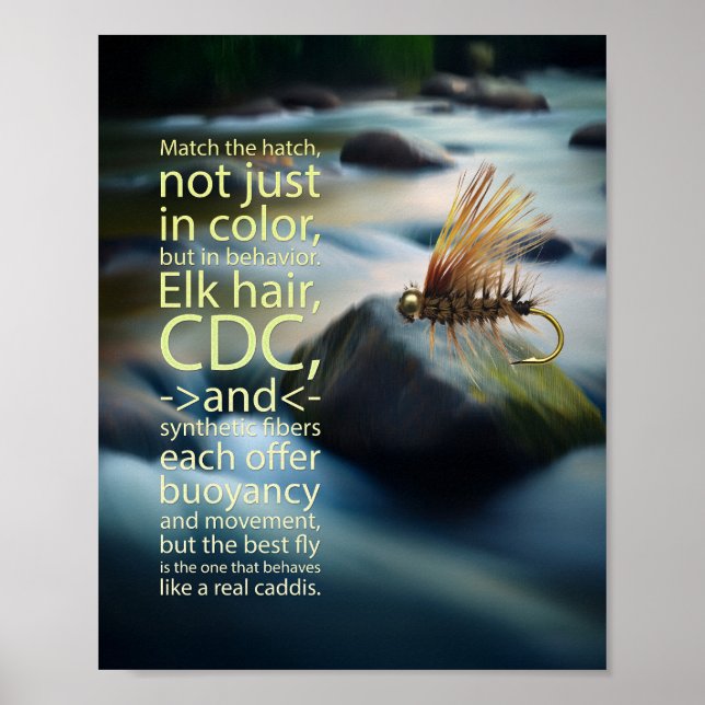 Póster La Mosca de Pelo de Alce Caddis Icónica (Frente)