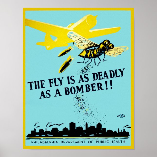 Póster La mosca es tan mortal como un bombardero (Frente)