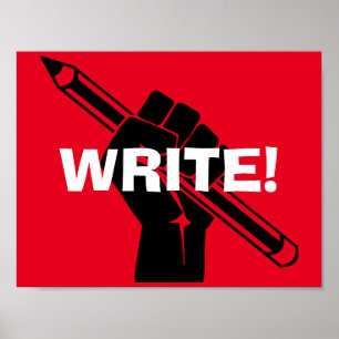 Póster La motivación del escritor: "¡Escribe!" Poster roj