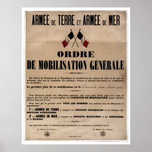 Póster La movilización en Francia el 1 de agosto de 1914