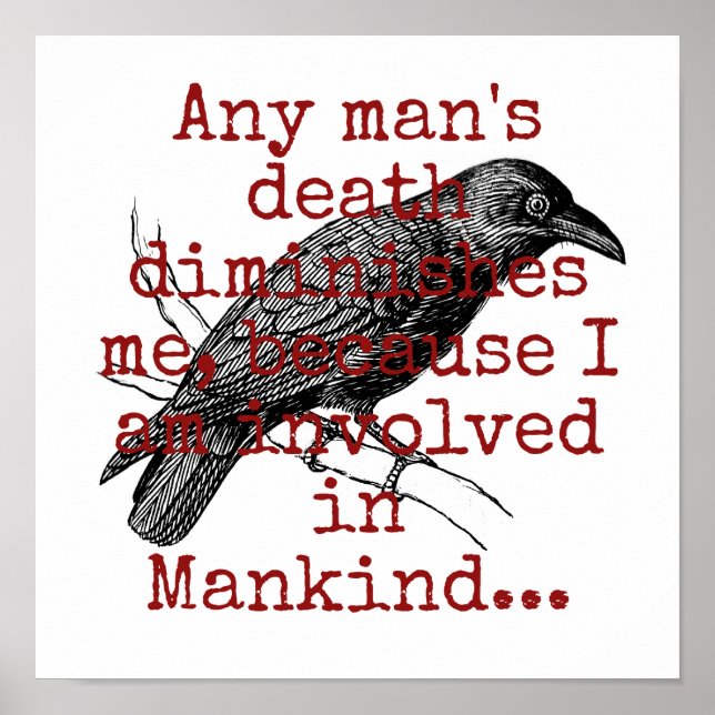 Póster La muerte de cualquier hombre me disminuye - Cita  (Frente)