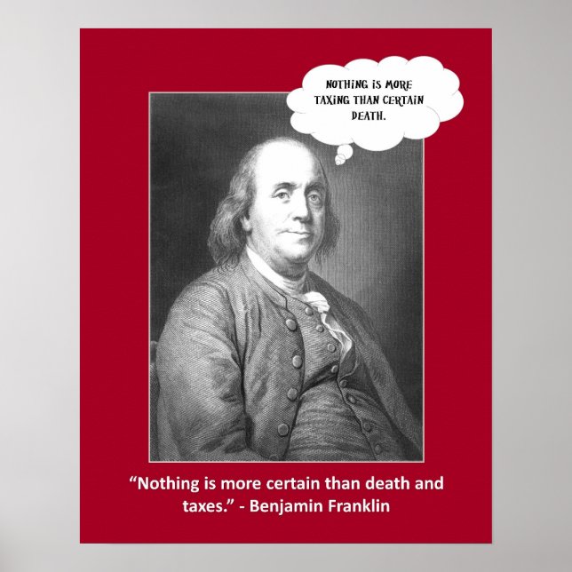 Póster La Muerte Y Los Impuestos Citan El Juego Divertido (Frente)