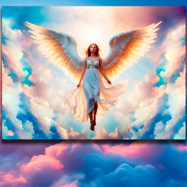 Póster La mujer ángel alas la religión celestial cielo