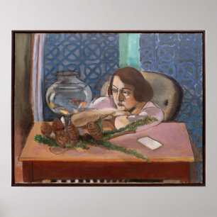 Póster La mujer ante un acuario mastica