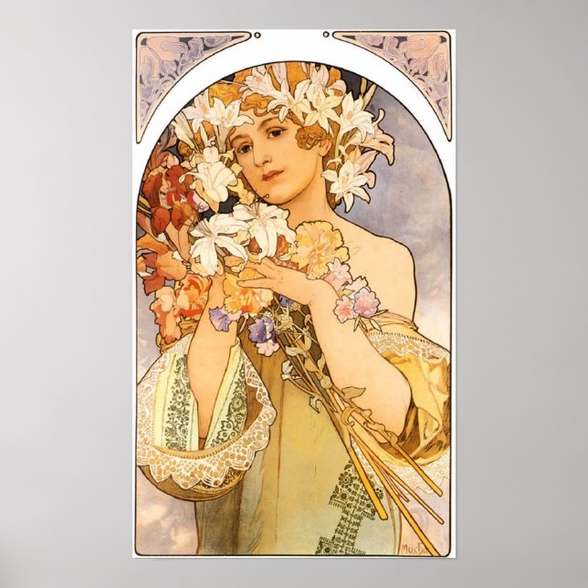 Póster La mujer con flores (Frente)