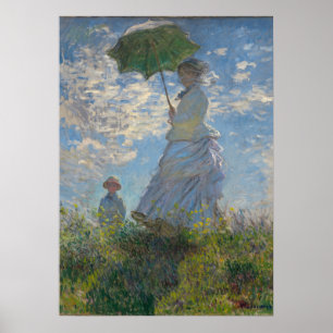 Póster La mujer de Claude Monet con una sombrilla (El pas
